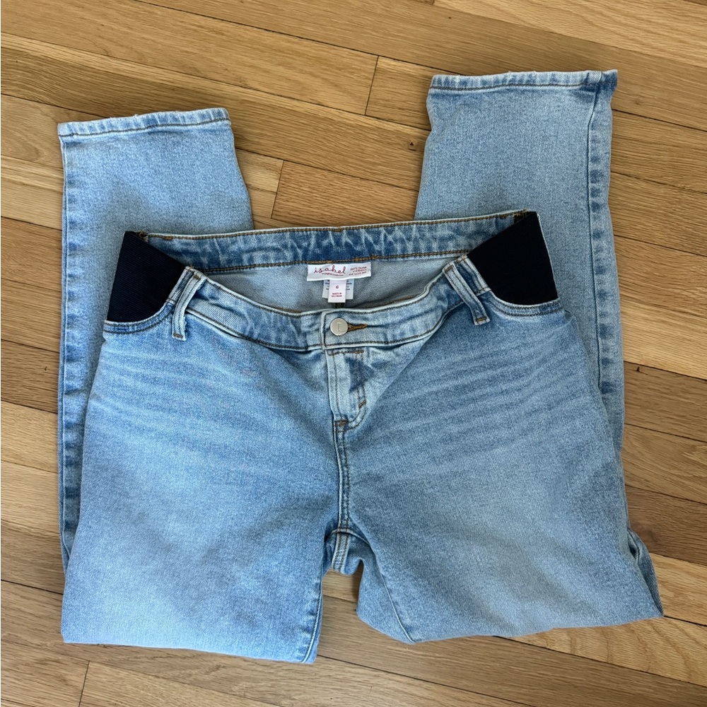 Isabel Maternity by Ingrid & Isabel Light Blue Jeans with Black Panels